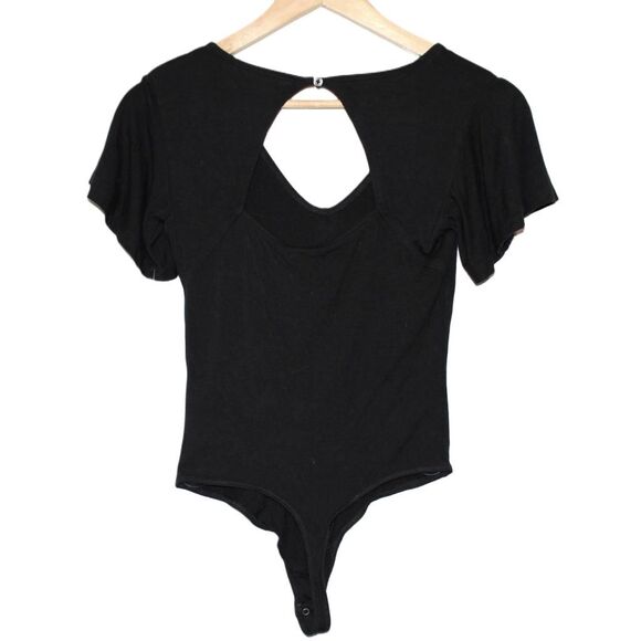 Womens Abercrombie & Fitch Soft A&F Drapey Black Short Sleeve Bodysuit Size XS - Picture 2 of 6
